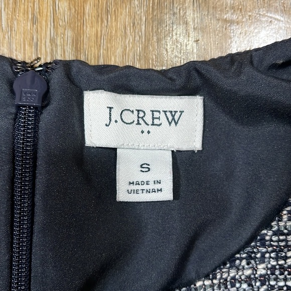 J. Crew Navy Blue Tweed Short Sleeve Fringe Cotton Lined Top Shirt Small EUC - Picture 6 of 14